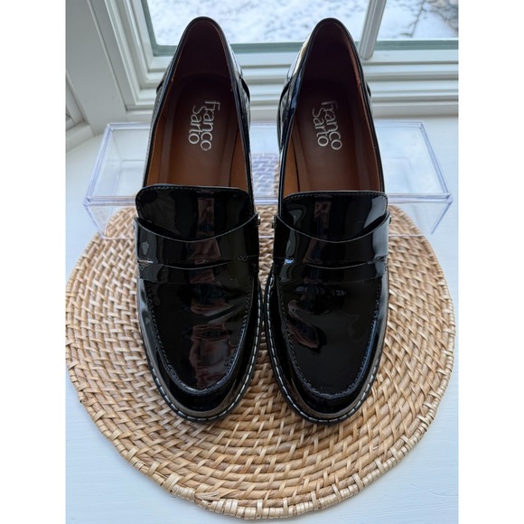 Franco Sarto Cassandra Black Patent Leather Penny Loafer Shoes Women's 8 NWOT - Picture 4 of 9